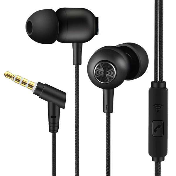 Ambrane Stringz 65 Wired Earphones with Dope Bass, Long Cord, In-Line Mic and Single Button Operations (Black)