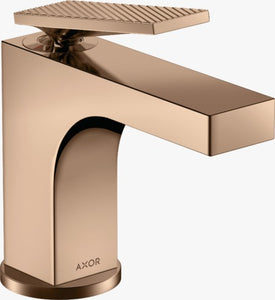 AXOR Citterio Single lever basin mixer 90 with lever handle for hand washbasins with pop-up waste set - rhombic cut Polished Red Gold 39001300