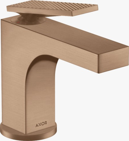 AXOR Citterio Single lever basin mixer 90 with lever handle for hand washbasins with pop-up waste set - rhombic cut Brushed Red Gold 39001310