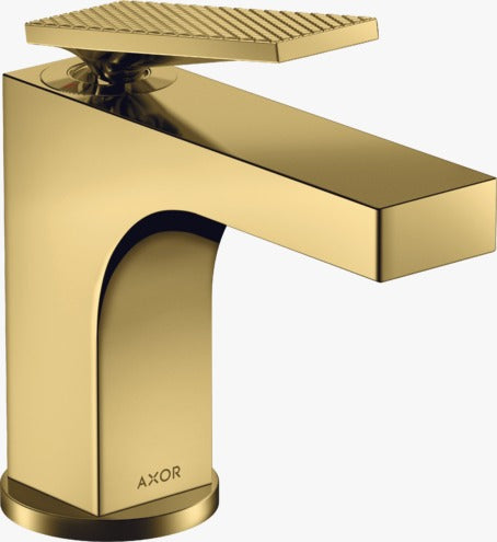 AXOR Citterio Single lever basin mixer 90 with lever handle for hand washbasins with pop-up waste set - rhombic cut Polished Gold Optic 39001990