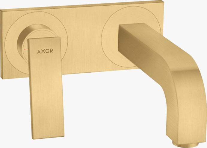 AXOR Citterio Single lever basin mixer for concealed installation wall-mounted with lever handle, spout 220 mm and plate Brushed Gold Optic 39119250