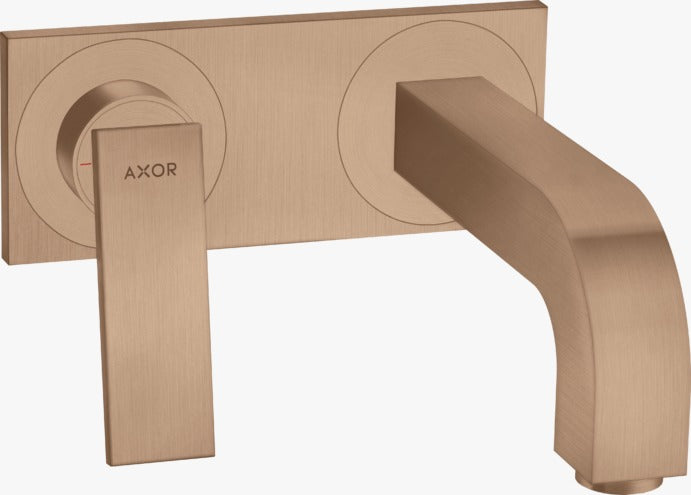 AXOR Citterio Single lever basin mixer for concealed installation wall-mounted with lever handle, spout 220 mm and plate Brushed Red Gold 39119310