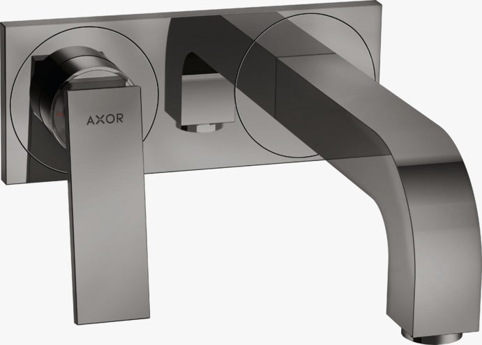 AXOR Citterio Single lever basin mixer for concealed installation wall-mounted with lever handle, spout 220 mm and plate Polished Black Chrome 39119330