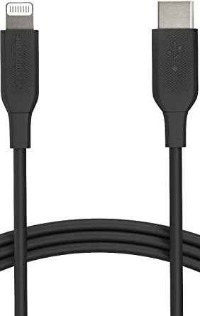 Open Box, Unused Amazon Basics USB-C to Lightning Cable Cord, MFi Certified Charger for Apple iPhone 11/12, iPad,Black, 3-Ft
