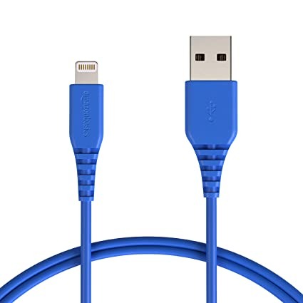 ओपन बॉक्स, अप्रयुक्त Amazonbasics Apple प्रमाणित लाइटनिंग टू USB चार्ज और चार्जिंग एडाप्टर के लिए सिंक केबल, 3 फीट (0.9 मीटर) - नीला