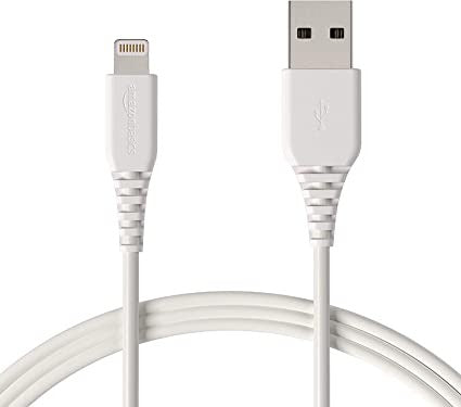 ओपन बॉक्स, अप्रयुक्त Amazonbasics Apple प्रमाणित लाइटनिंग टू USB चार्ज और चार्जिंग एडाप्टर के लिए सिंक केबल (सफ़ेद, 1.8 मीटर) - 2 का पैक