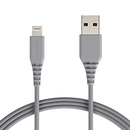 Open Box, Unused AmazonBasics Apple Certified Lightning to USB Charge and Sync Cable, 6 Feet (1.8 Meters) - Grey
