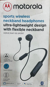Open Box, Unused Motorola Lifestyle Ververap 105 Wireless Bluetooth in Ear Neckband Headphone with Mic (Black)