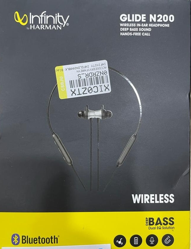 ओपन बॉक्स, इयर वायरलेस इयरफ़ोन में हरमन ग्लाइड एन200 द्वारा अप्रयुक्त इन्फिनिटी