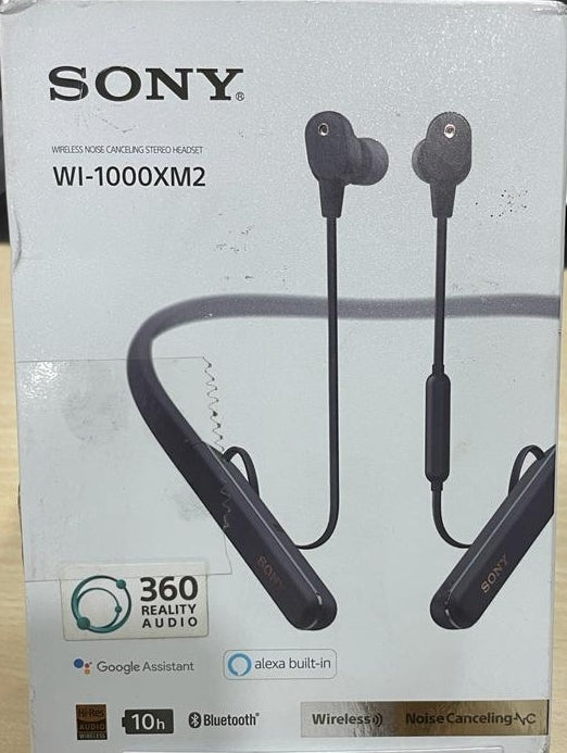 Open Box, Unused Sony WI-1000XM2 Wireless Bluetooth in Ear Neckband Headphone with Mic (Black)