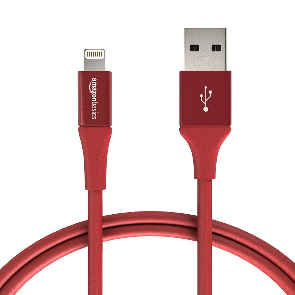 ओपन बॉक्स, अप्रयुक्त Amazonbasics L6Lmf127-Cs-R Apple प्रमाणित लाइटनिंग टू USB चार्जिंग एडाप्टर और सिंक एक्स्ट्रा टफ केबल, 3 फीट (0.9 मीटर) - लाल, 20 का पैक