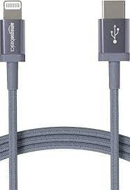 Open Box, Unused Amazonbasics Nylon Braided Usb-C To Lightning Cable, Mfi Certified Smartphone, Iphone Charger - Dark Grey,6-Foot