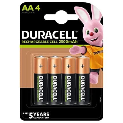 Open Box, Unused Duracell Rechargeable AA 2500mAh Batteries, 4 Pcs