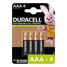 Open Box, Unused Duracell Rechargeable AAA 900mAh Batteries, 4 Pcs
