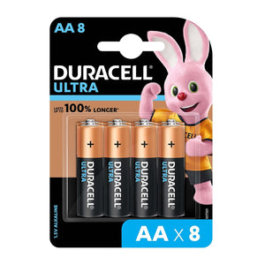 खुला बॉक्स, अप्रयुक्त ड्यूरासेल अल्ट्रा अल्कलाइन एए बैटरी, 8 पीसी