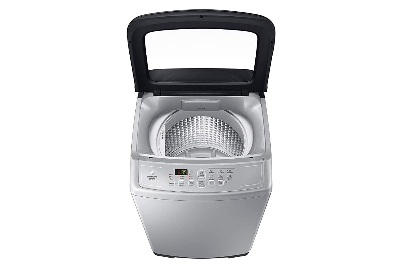 Open Box, Unused Samsung 6.5 kg Fully-Automatic Top Loading Washing Machine (WA65A4002VS/TL, Imperial Silver, Diamond Drum)