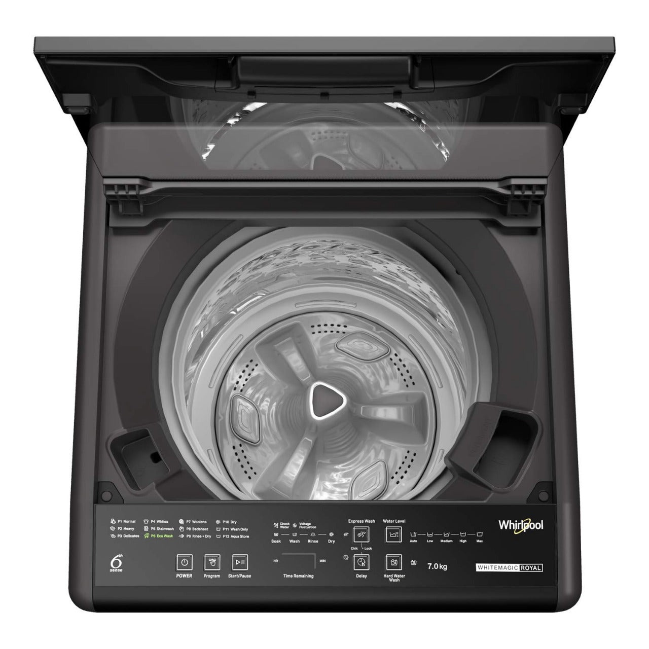 Open Box, Unused Whirlpool 7 Kg 5 Star Royal Plus Fully-Automatic Top Loading Washing Machine (WHITEMAGIC ROYAL PLUS 7.0, Grey, Hard Water Wash)