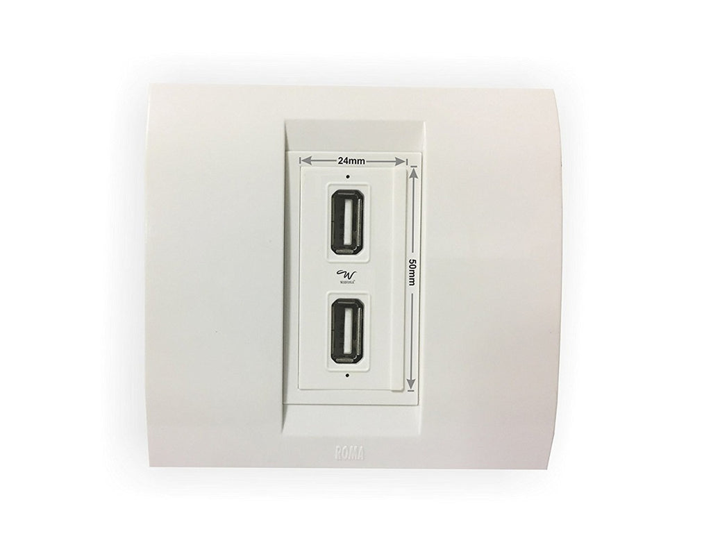 Open Box Unused Wayona 2.1A Dual USB Socket Charger. Compatible with Anchor Roma Switch Plate - White Pack of 4
