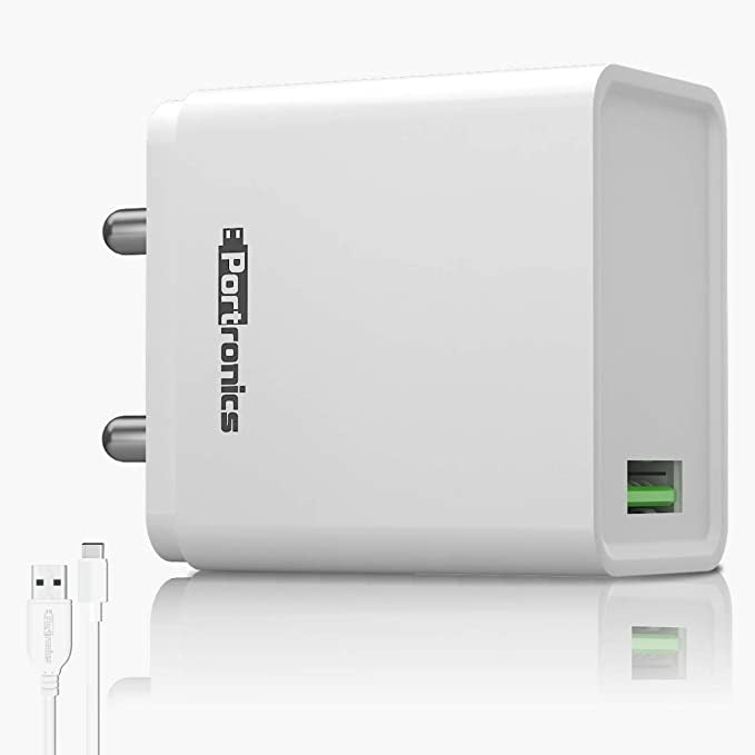 Open Box Unused Portronics Adapto ONE POR-1104 3A Fast Charging Adapter with 1M Type C Cable (White)