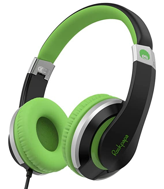 Open Box Unused Rockpapa I20 Wired On Ear Headphone with Mic (Black Green)