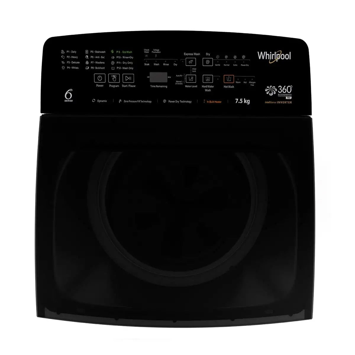 Whirlpool 7.5 Kg 5 Star Fully-Automatic Top Loading Washing Machine with In-Built Heater (360 BLOOMWASH PRO (540) H 7.5, Graphite, Hexa Bloom Impeller)