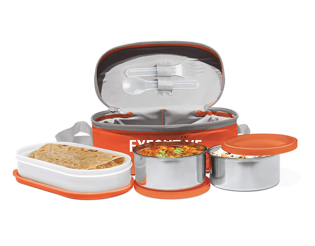 Milton Executive Stainless Steel Lunch Box Set of 3, Orange Pack of 10