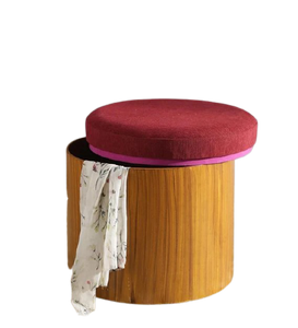 Detec™ Galina Ottoman with Storage - Walnut and Red Color