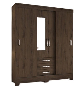 Detec™ 4 Door Wardrobe with 3 Drawers - Coffee Finish