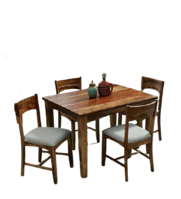 Detec™ Solid Wood 4 Seater Dining Set Rectangle In Rustic Teak Finish