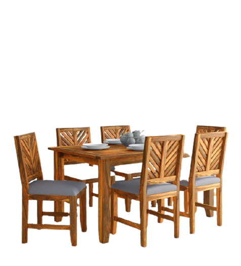 Detec™ Solid Wood 6 Seater Dining Set in Rustic Teak Finish