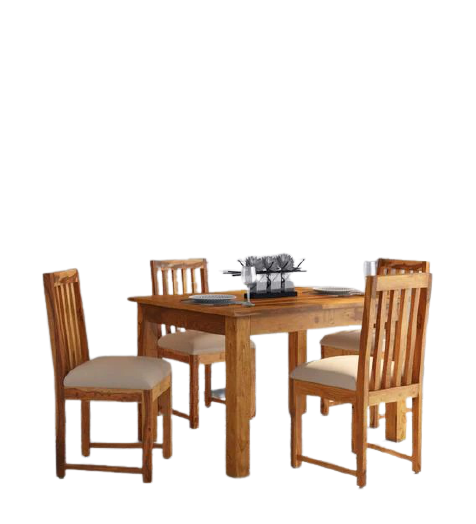 Detec™ Solid Wood 4 Seater Dining Set in Rustic Teak Finish