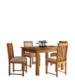 Load image into Gallery viewer, Detec™ Solid Wood 4 Seater Dining Set in Rustic Teak Finish
