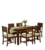 Load image into Gallery viewer, Detec™ Solid Wood 6 Seater Dining Set In Rustic Teak Finish
