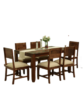 Detec™ Solid Wood 6 Seater Dining Set In Rustic Teak Finish