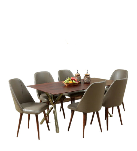 Detec™ 6 Seater Dining Set In Autumn Brown Finish