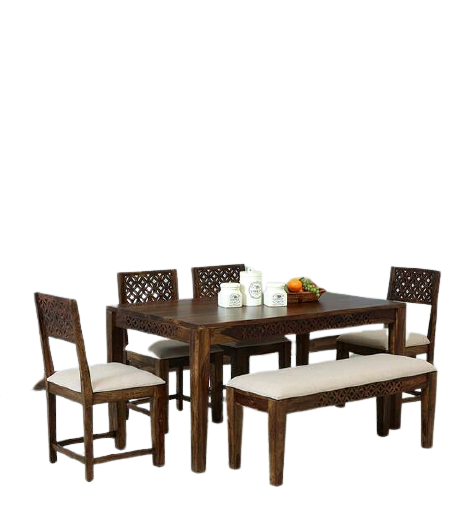 Detec™ Solid Wood 6 Seater Dining Set in Provincial Teak Finish- Mudramark