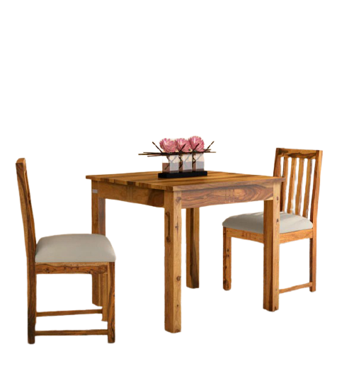 Detec™ Solid Wood 2 Seater Dining Set in Rustic Teak Finish