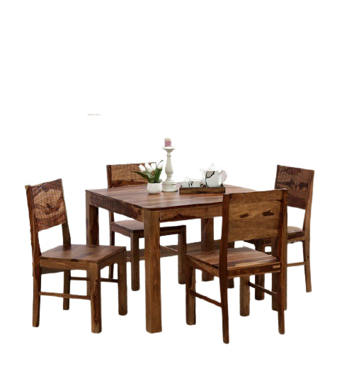 Detec™ Solid Wood 4 Seater Dining Set In Rustic Teak Finish