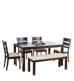Load image into Gallery viewer, Detec™ 6 Seater Dining Table Set with Chair &amp; Bench in Brown Color
