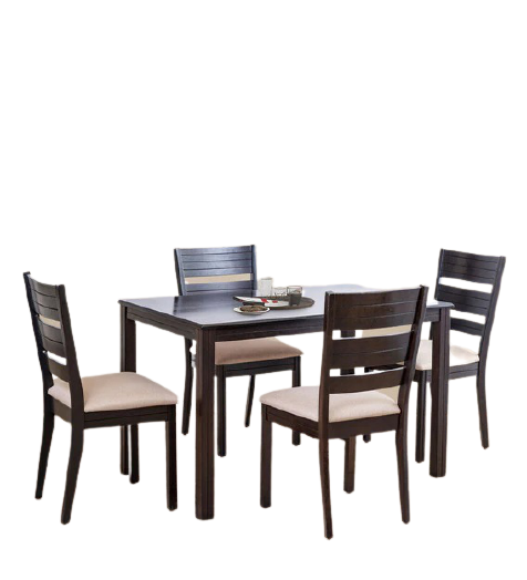 Detec™ 4 सीटर डाइनिंग टेबल सेट भूरे रंग में कुर्सी के साथ