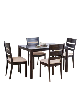 Detec™ 4 Seater Dining Table Set with Chair in Brown Color
