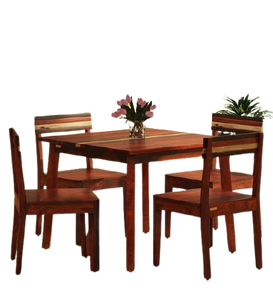 Detec™ Solid Wood 4 Seater Dining Set in Dual Tone Finish