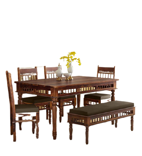 Detec™ Solid Wood 6 Seater Dining Set with Bench