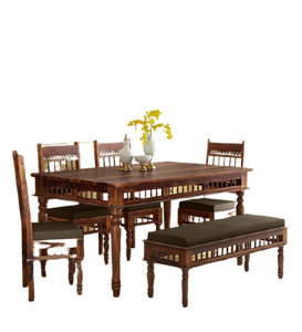 Detec™ Solid Wood 6 Seater Dining Set with Bench