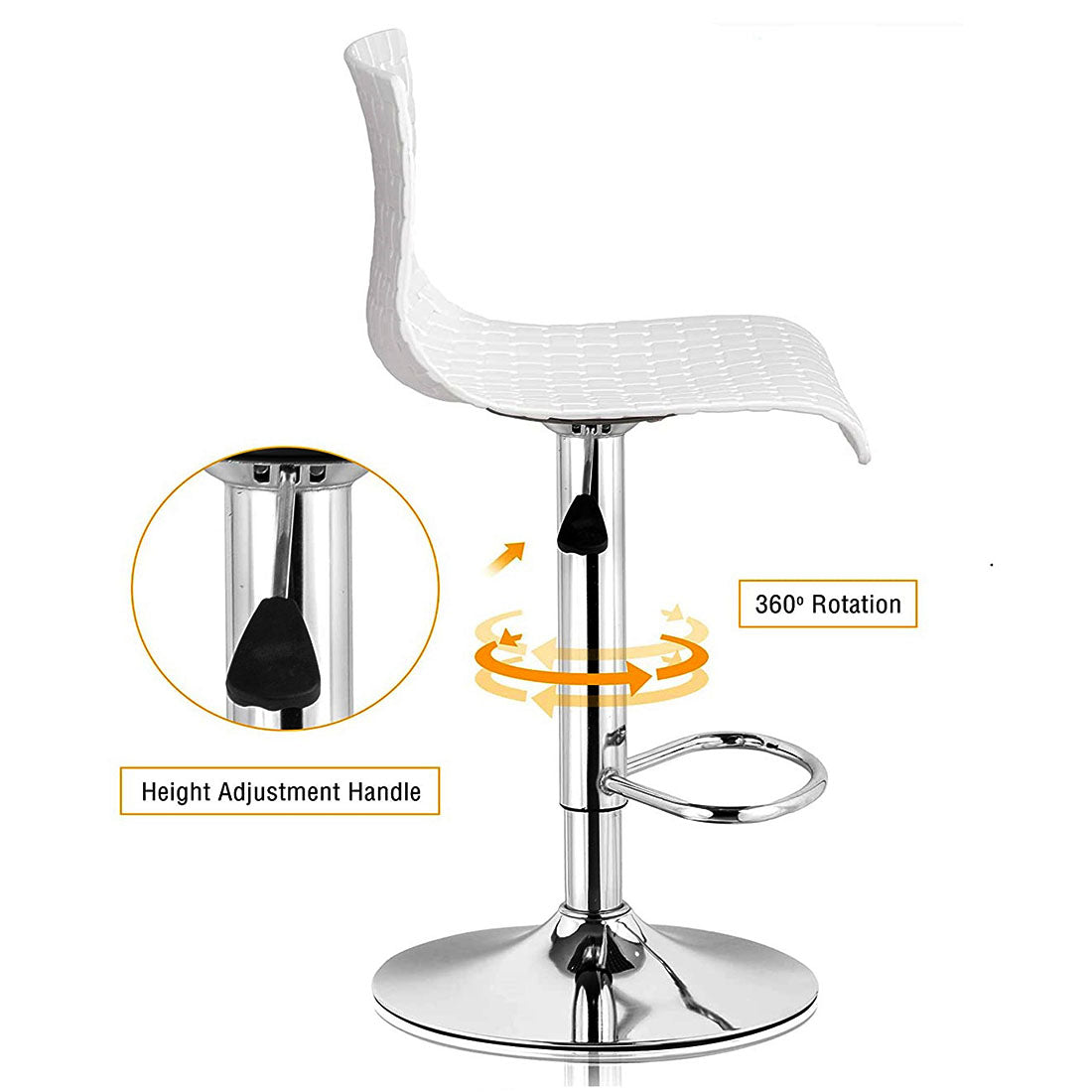 Cafeteria Restaurant Bar Stool Chair (White)