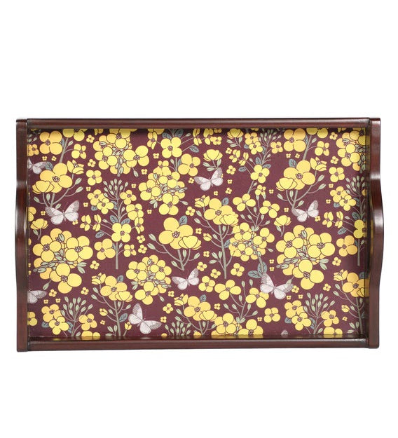 Detec™ MDF Wood Tray In Yellow Flower Print