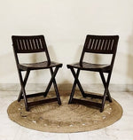 गैलरी व्यूवर में इमेज लोड करें, Detec Homzë Polished Wood Foldable Chairs and Table - Dark Brown 
