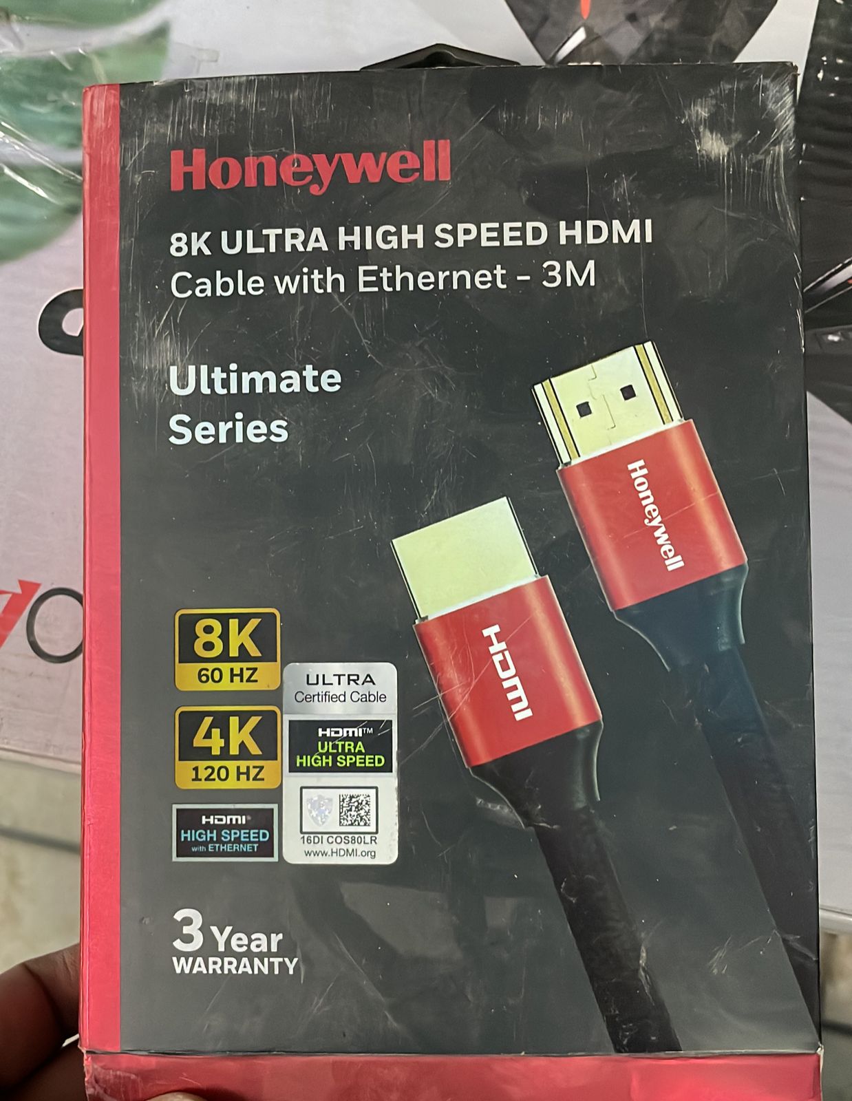 Open Box Unused Honeywell HDMI Cable 3 m High Speed HDMI with Ethernet 3 Mtr Pack of 3