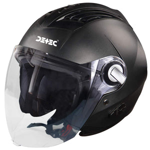 Detec™ Classic Open Face Helmet (Medium, Black with Plain Visor)