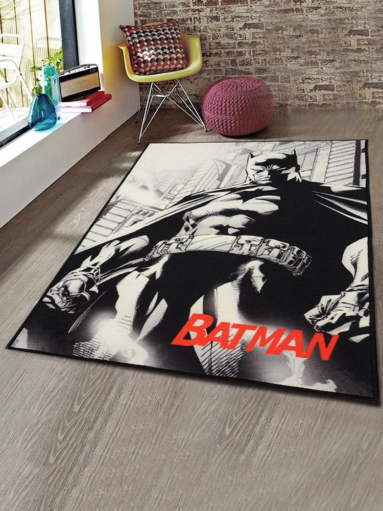 Saral Home Detec™ Batman Anti-Skid Carpet (90 X 150 CM) - Black Kids Collection